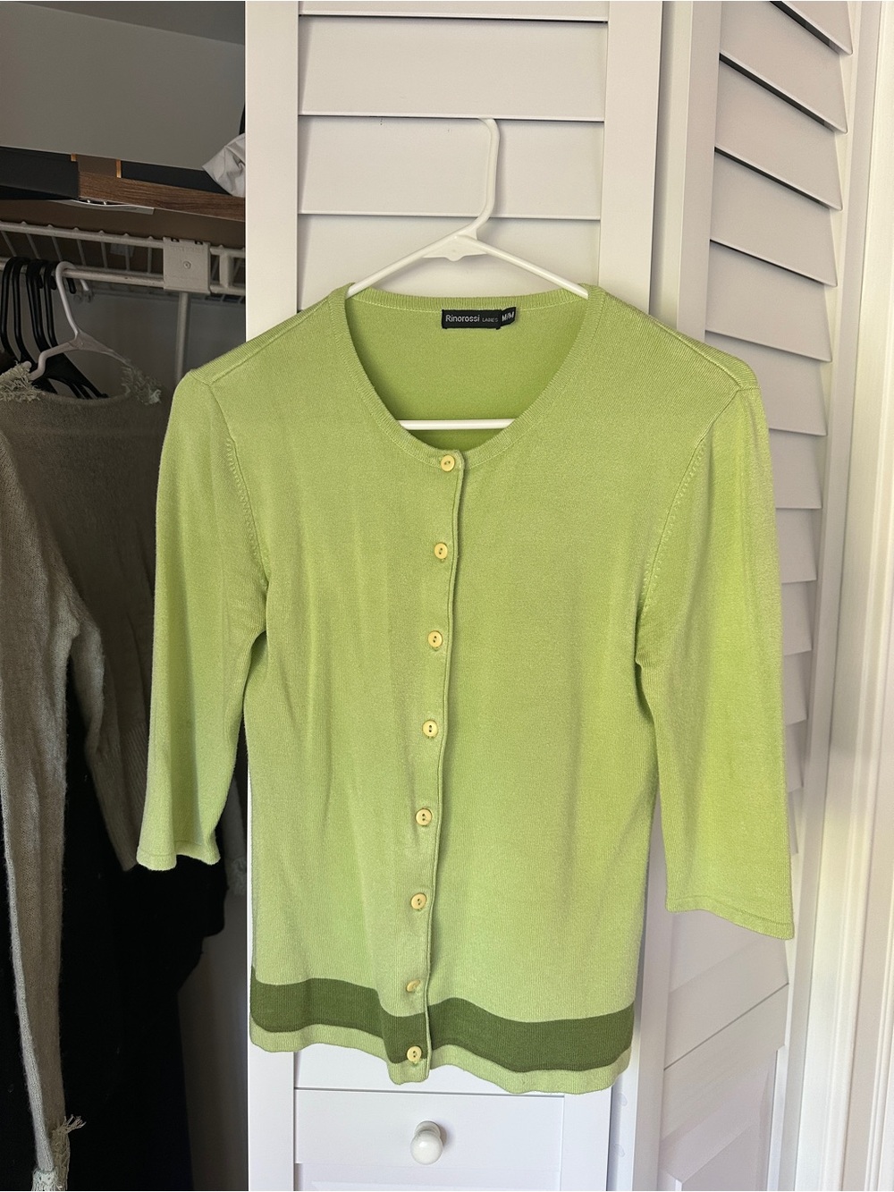 Rinorossi Lime Green Button-Front Cardigan with Olive Stripe